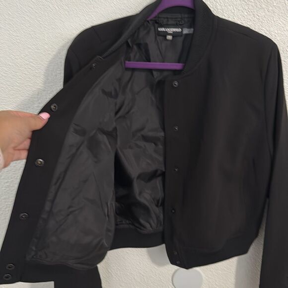NWT-Karl LAGERFELD- black business letterman jacket- Size 10 - Picture 9 of 10